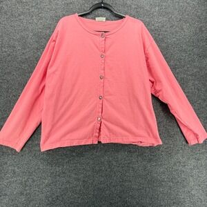 Soft As A Grape Shirt Womens XL Pink Button Up Long Sleeve Boxy Casual Coastal
